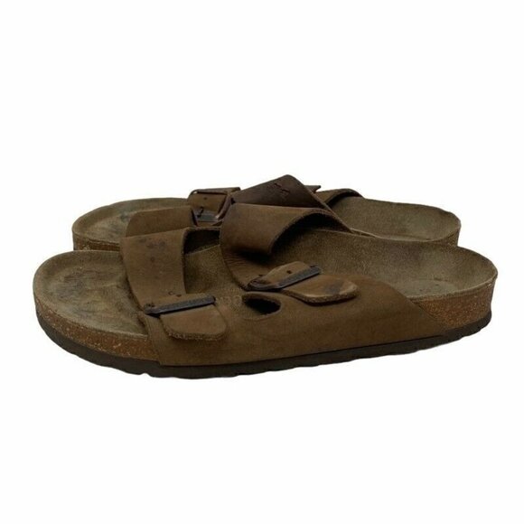 Birkenstock Arizona Slide Sandals Brown Leather 5 - Picture 4 of 7